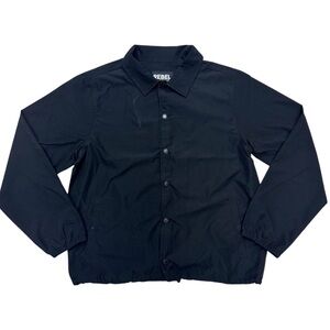 NWT REBEL NYLON COACH COLLARED SNAP BUTTON LIGHT COAT JACKET NAVY BLUE SIZE: S